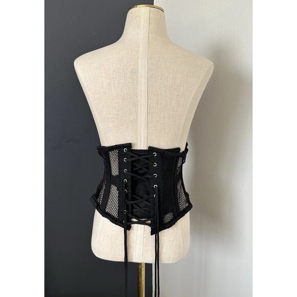 Alter Ego Lace Up Black Corset Waist Undercut Trainer Boned Mesh - Picture 7 of 11